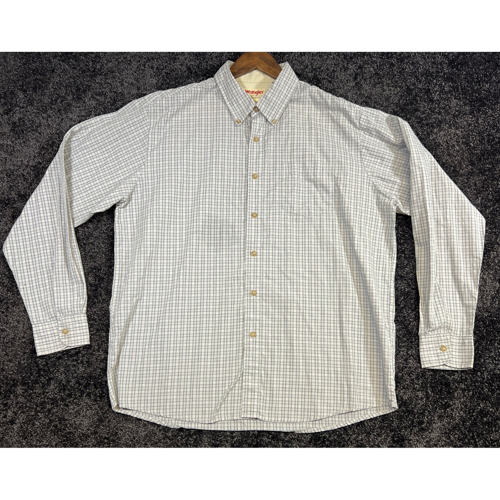 Vintage Wrangler Authentics Plaid Button Down Shirt Mens‎ Long Sleeve Casual Top